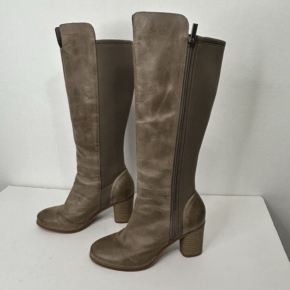 SoftWalk Womens Katia Leather Almond Toe Knee High Heel Boots Size 7.5